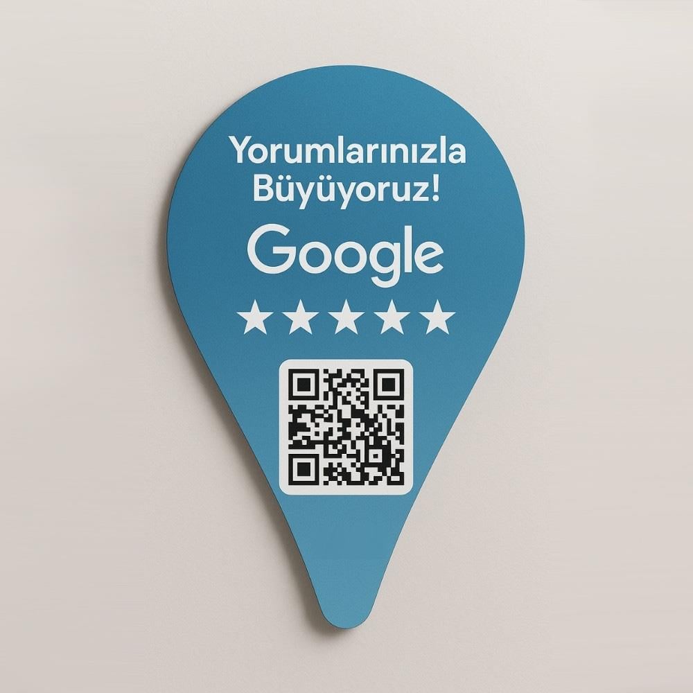 Google Yorum Kartı - Harita Pin Şekilli Tasarım