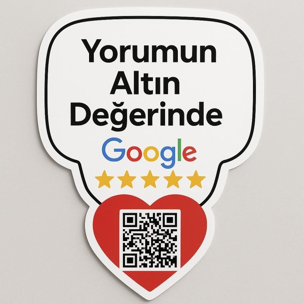 Google Yorum Kartı - Kalp ve Balon Şekilli Tasarım