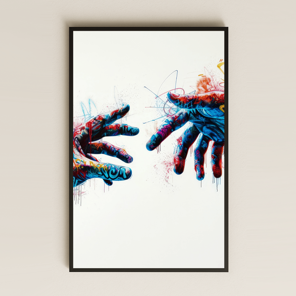 Graffiti Stilde Uzanan Eller Tasarımlı Şeffaf Pleksi Tablo