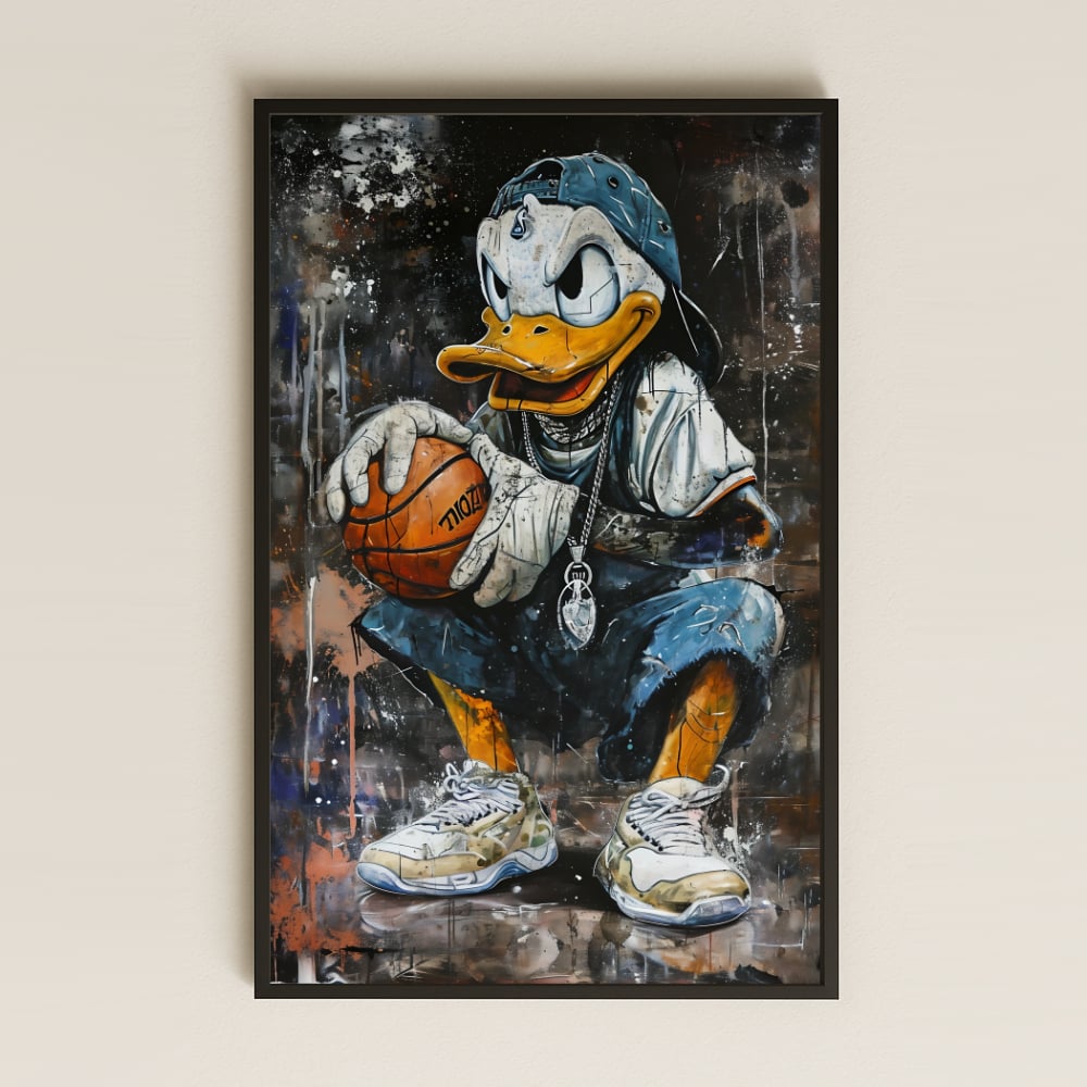 Hip-Hop Basketbolcu Ördek Tasarımlı Şeffaf Pleksi Tablo