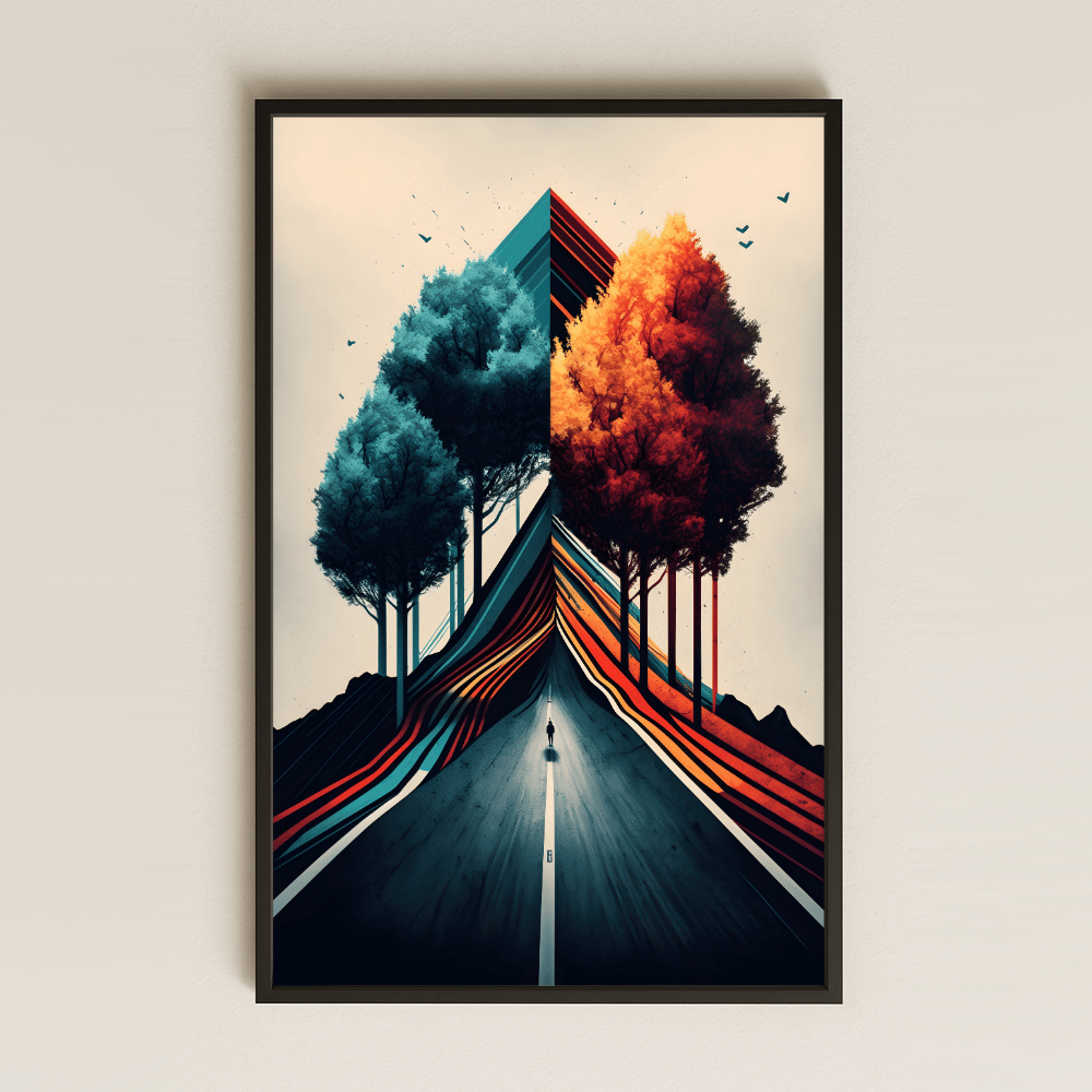 İki Mevsim Temalı Soyut Yol Şeffaf Pleksi Tablo