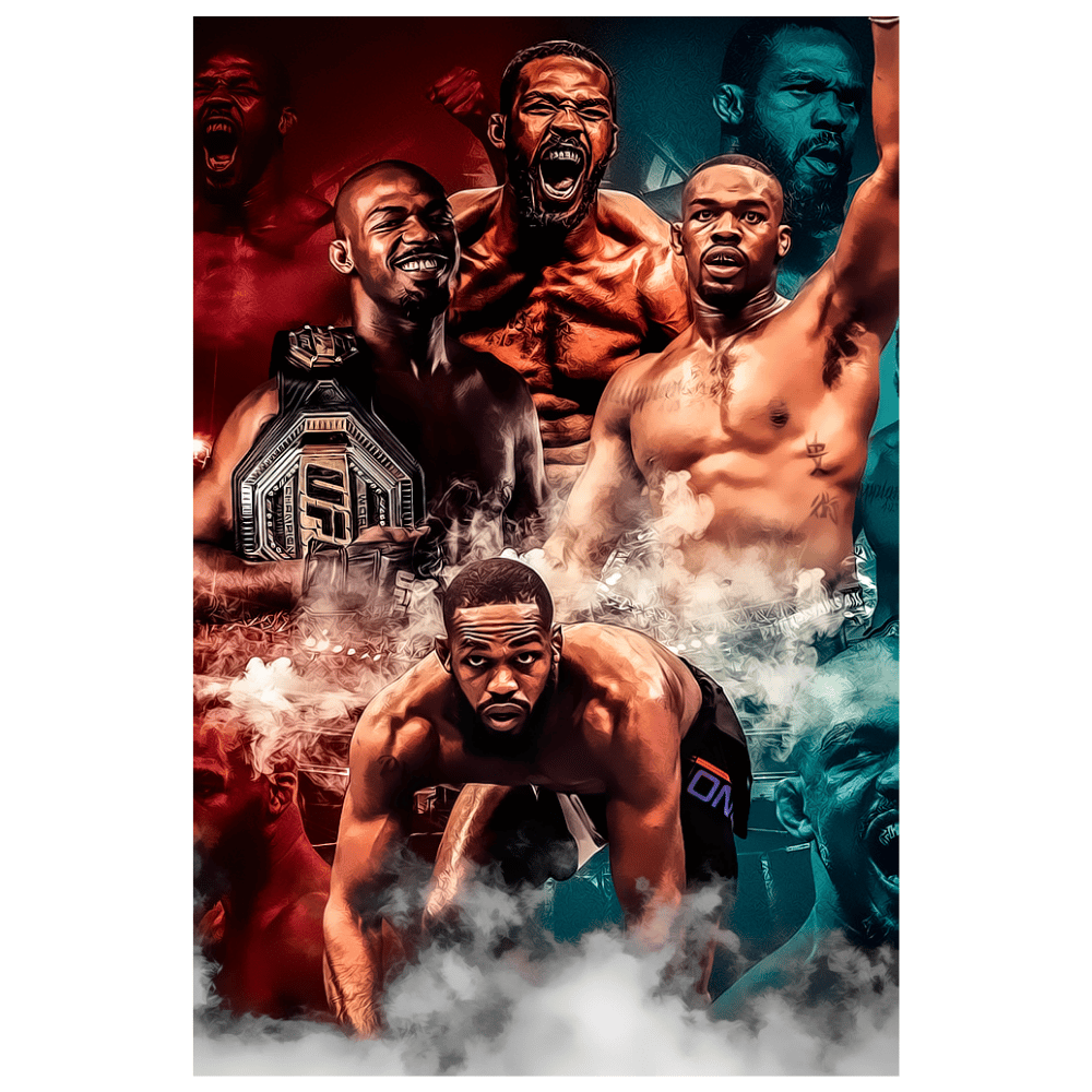 Jon Jones UFC Efsanesi Kolaj Retro Stil Ahşap Tablo