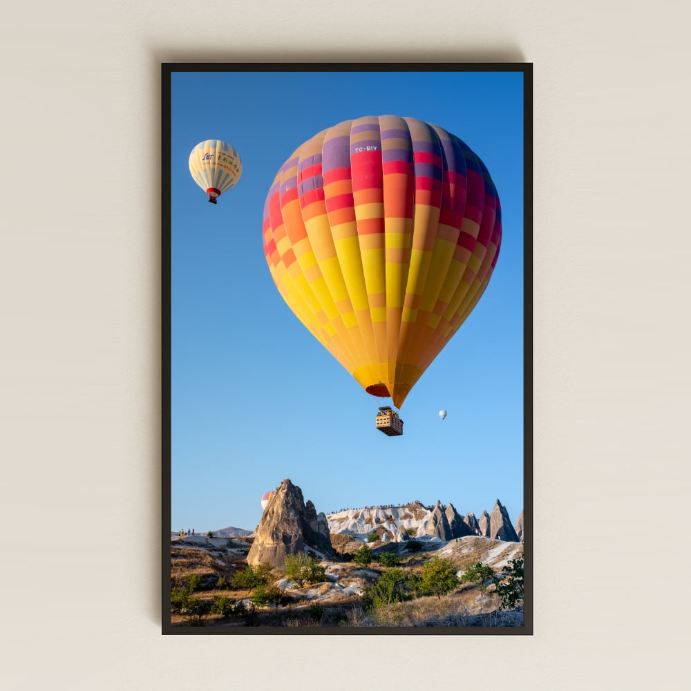 Kapadokya Üzerinde Renkli Balonlar UV Baskılı Tablo