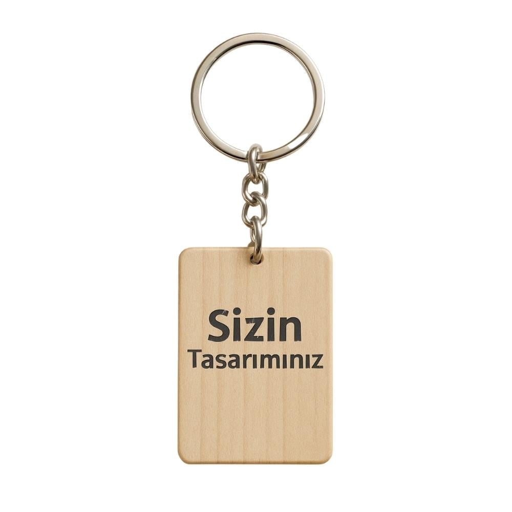 Kişiye Özel UV Baskılı Dikdörtgen Ahşap Anahtarlık - 40x60mm