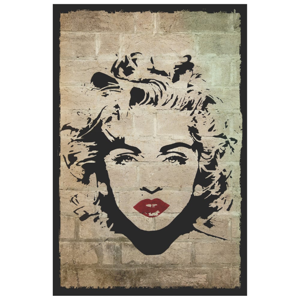 Madonna Portresi Tuğla Doku Stil Retro Ahşap Tablo