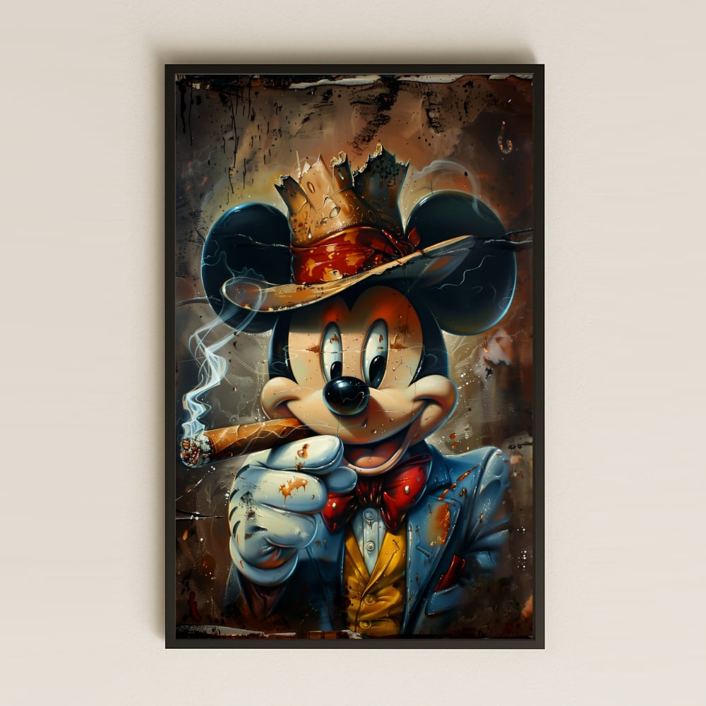 Mafya Tarzı Mickey Karakterli Şeffaf Pleksi Tablo