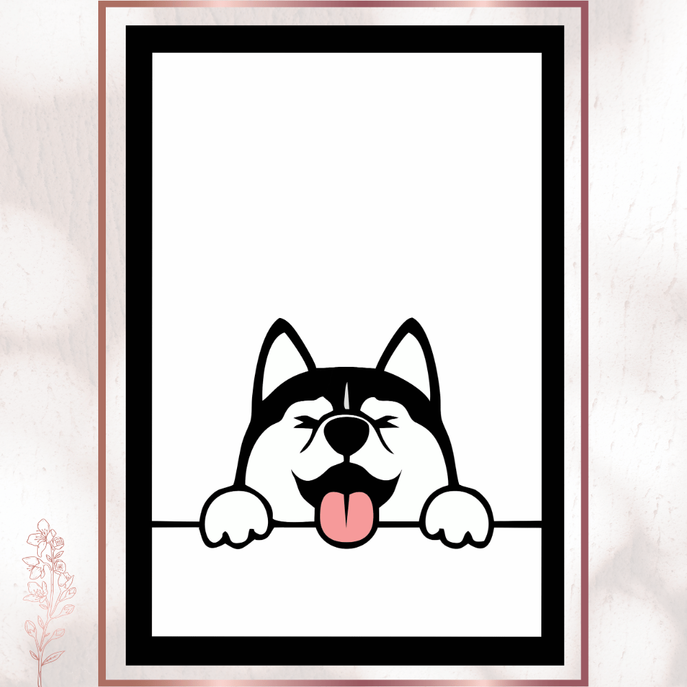 Mutlu Husky - Minimalist Sevimli Köpek Poster