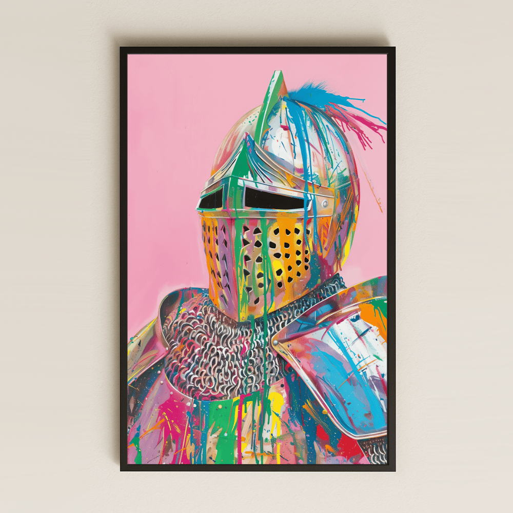 Neon Şövalye Zırhlı Şeffaf Pleksi Tablo