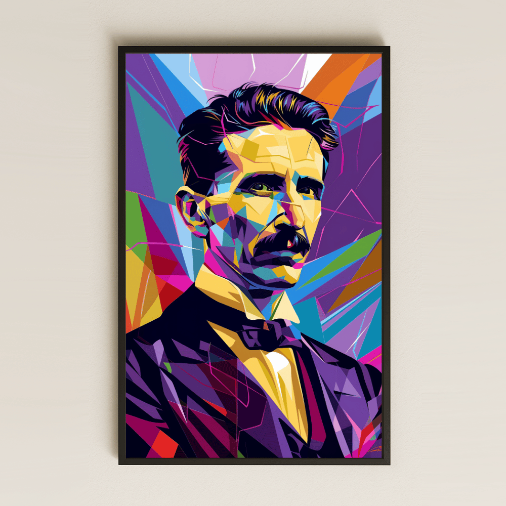 Nikola Tesla Pop-Art Tasarımlı Şeffaf Pleksi Tablo