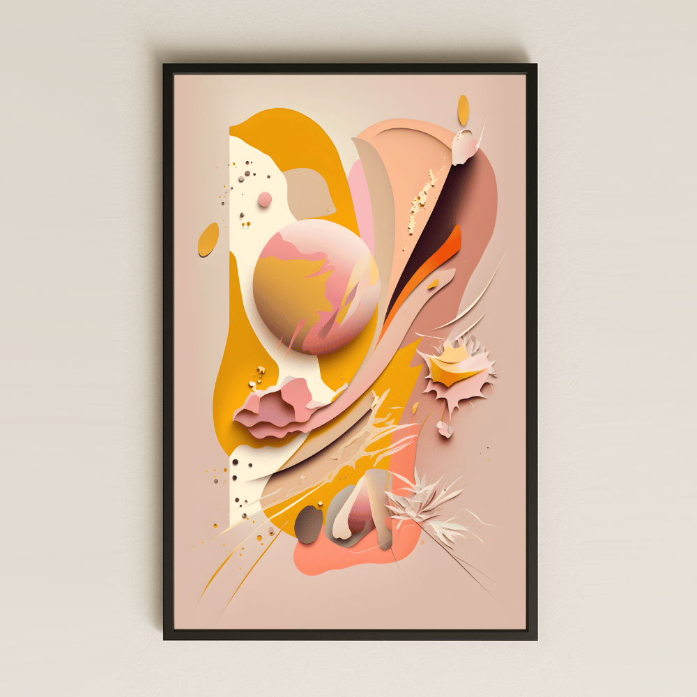 Pastel Renkli Soyut Uzay-Çiçek Temalı Şeffaf Pleksi Tablo