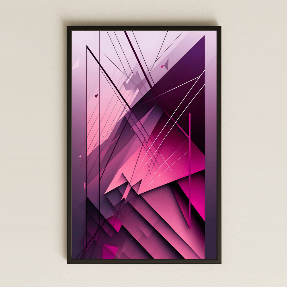 Pembe Geometrik Soyut 3D Şeffaf Pleksi Tablo