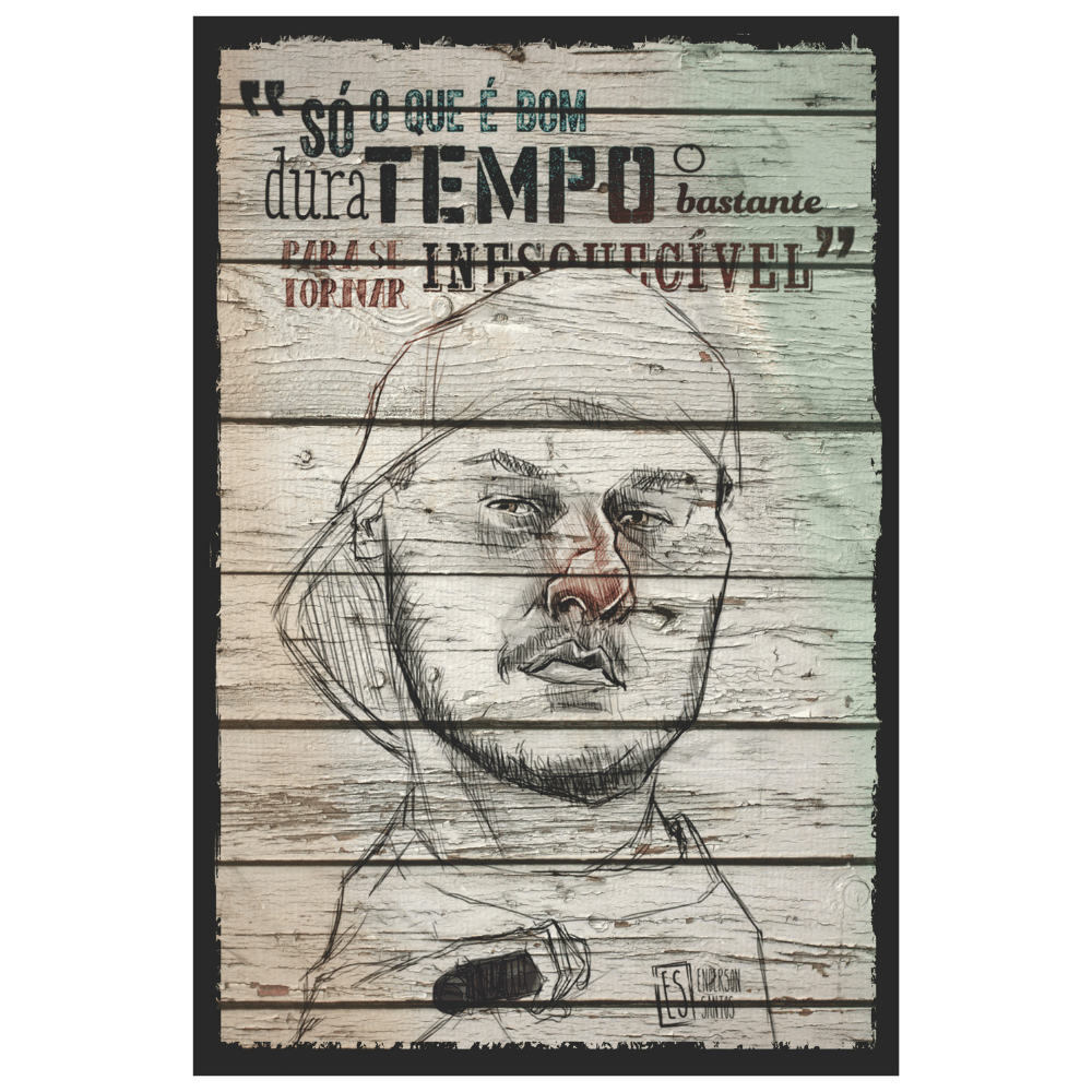 Portre ve Mikrofon Temalı Ahşap Zemin Üzerine Sözlü Retro Tablo