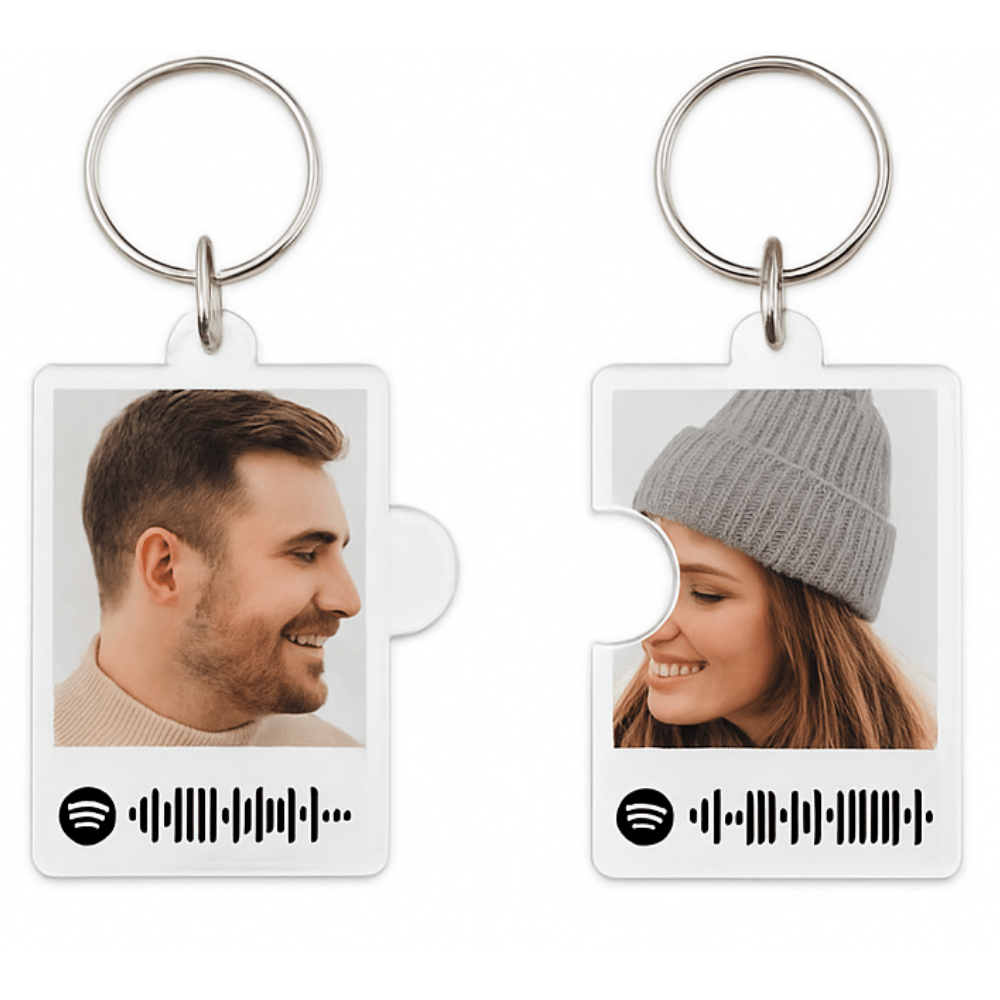 Puzzle Spotify Anahtarlık 2'li - Yazılı ve Kişiye Özel Tasarım