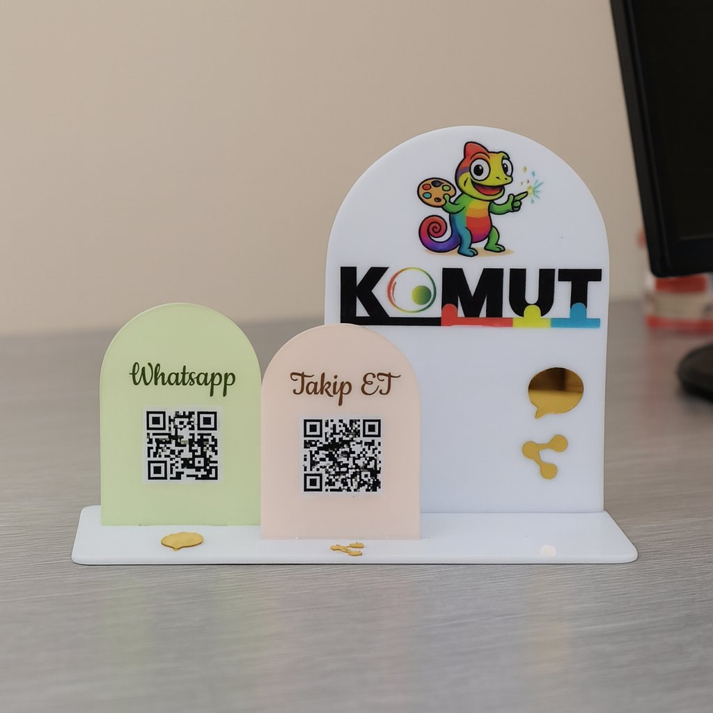 QR Sosyal Medya Bağlantı Panosu –  Masaüstü Stand