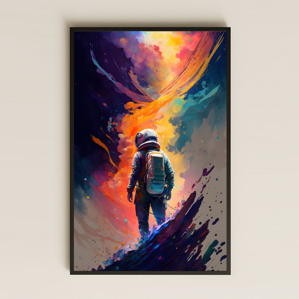 Renk Dumanına Bakan Astronot Temalı Pleksi Tablo - Kozmik Duygu Anı