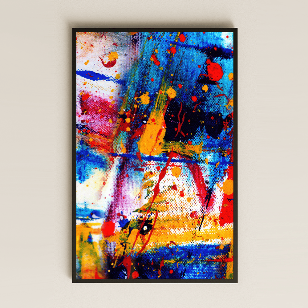 Renk Patlamalı Soyut Tablo - UV Baskılı Enerjik Sanat