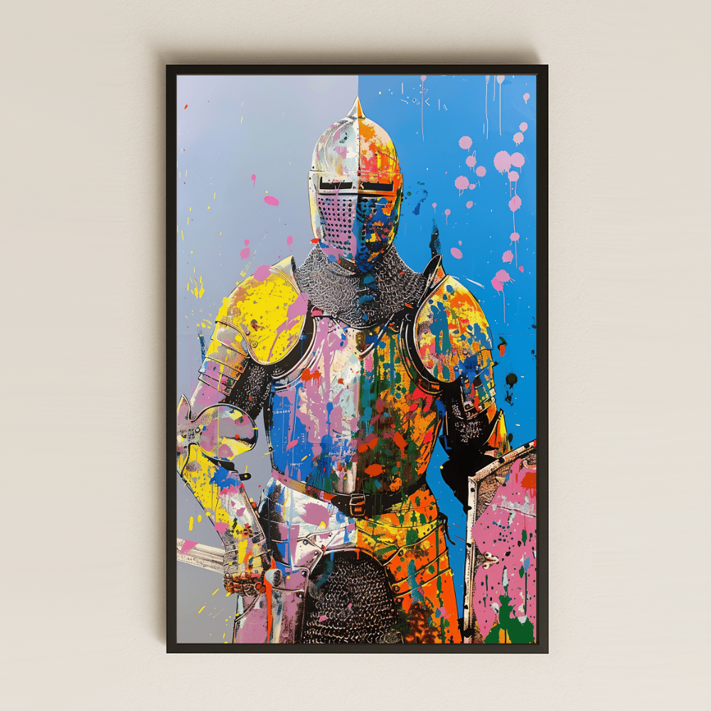 Renk Sıçramalı Şövalye Tasarımlı Şeffaf Pleksi Tablo