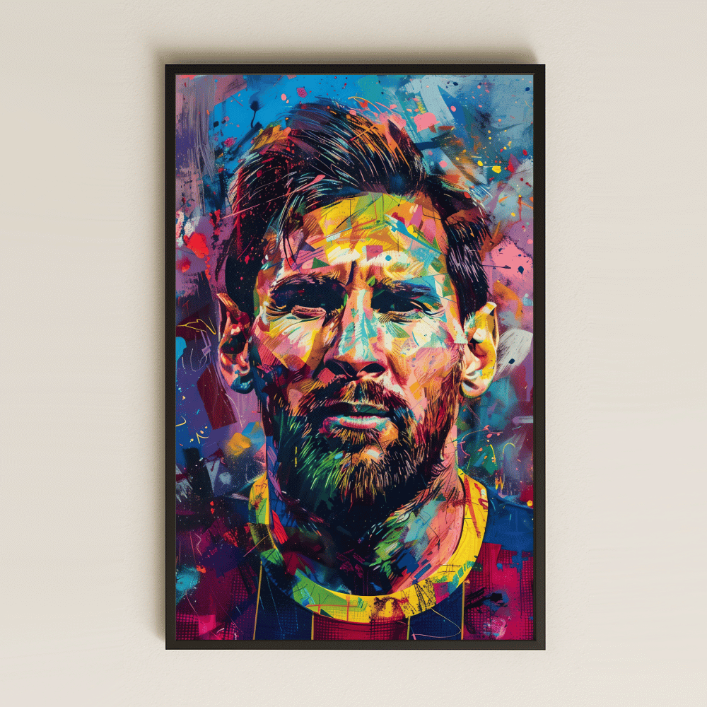 Renkli Messi Portresi Pop-Art Şeffaf Pleksi Tablo