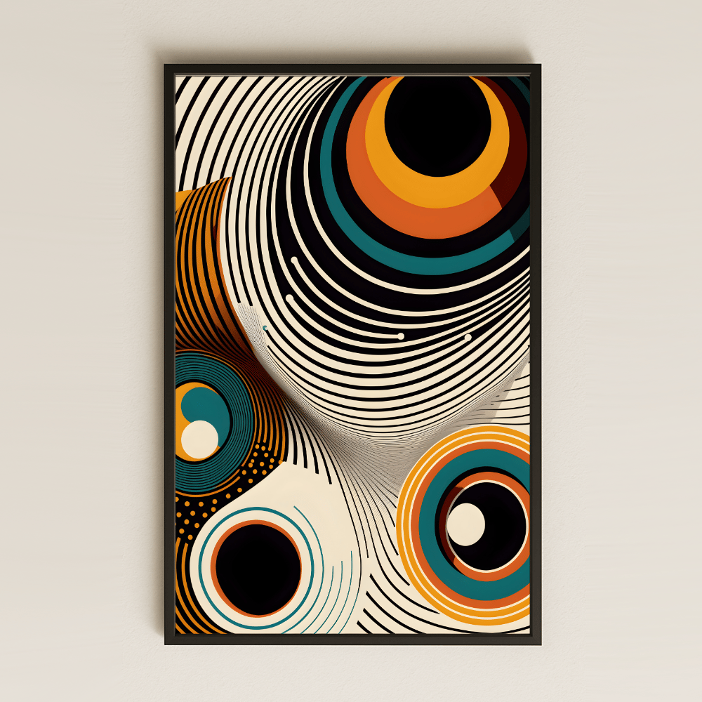 Retro Dairesel Soyut Formlu Şeffaf Pleksi Tablo