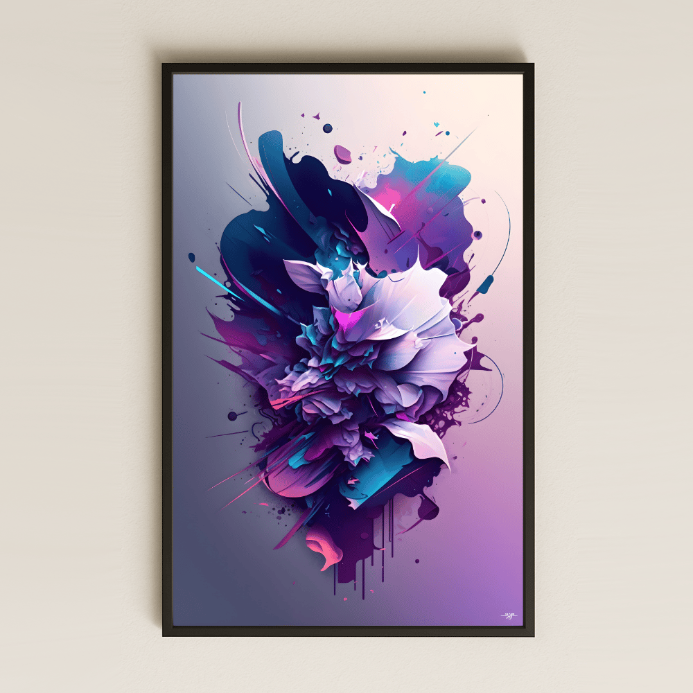 Soyut Çiçek Patlaması Temalı Şeffaf Pleksi Tablo