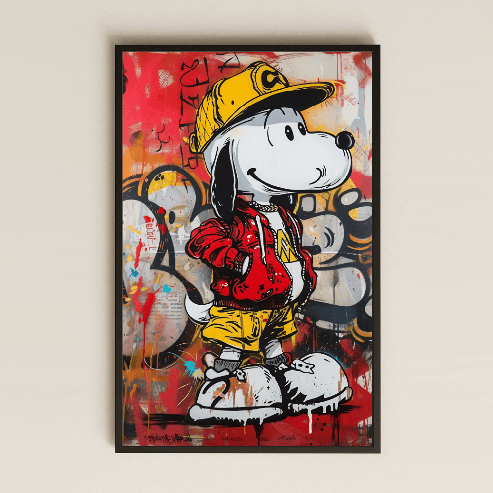 Street Style Snoopy Tasarımlı Şeffaf Pleksi Tablo
