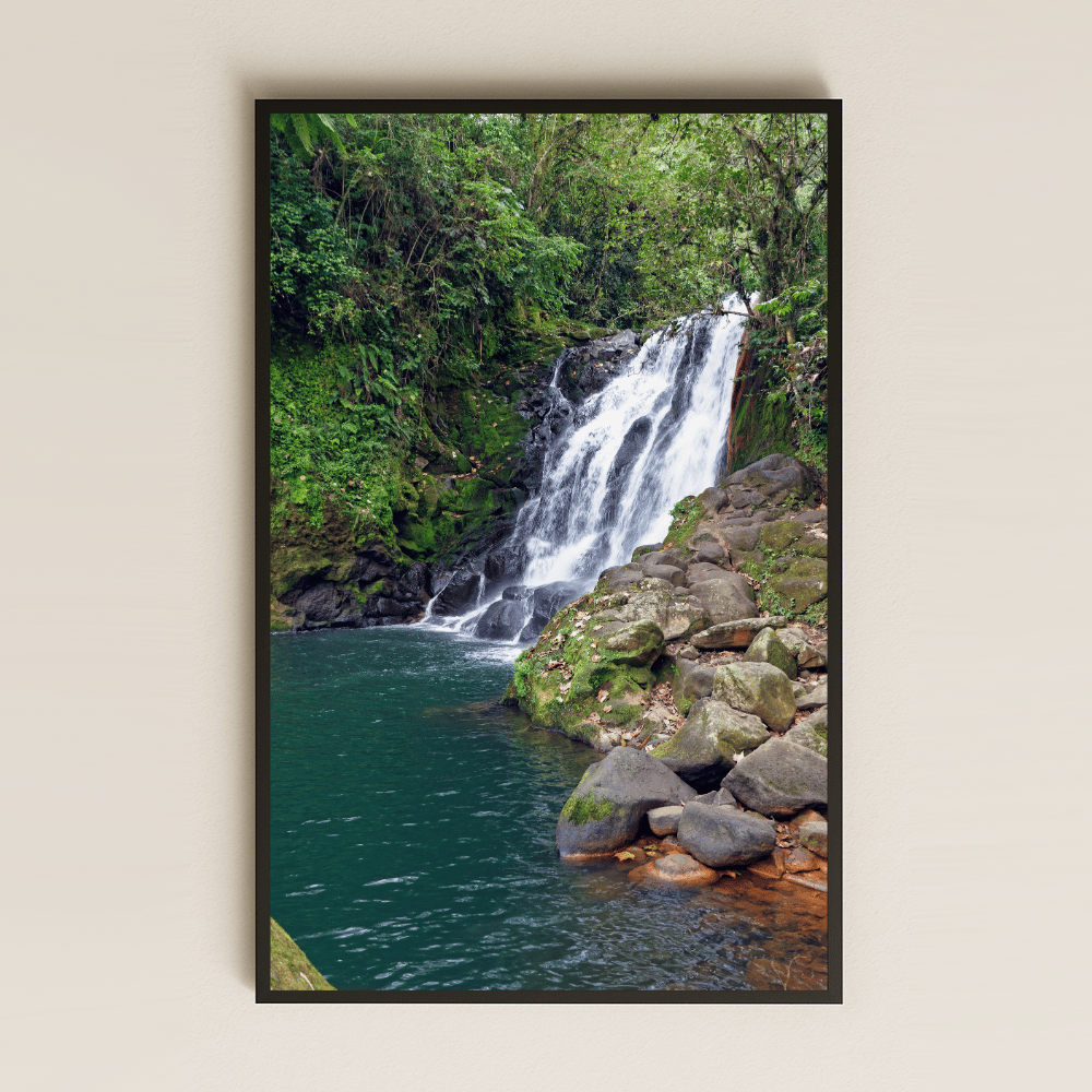 Tropik Ormanda Şelale UV Baskılı Doğa Manzara Tablosu