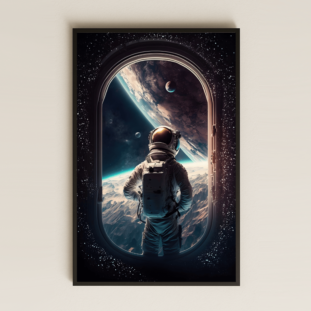 Uzay Penceresinden Bakan Astronot Temalı Pleksi Tablo - Derin Kozmik Manzara