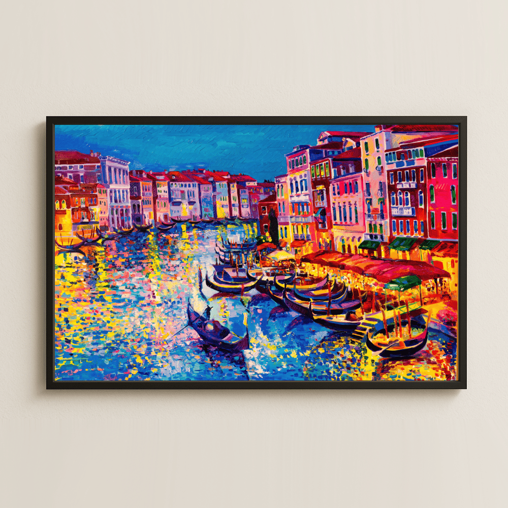 Venedik Kanalları Renkli UV Baskılı Tablo