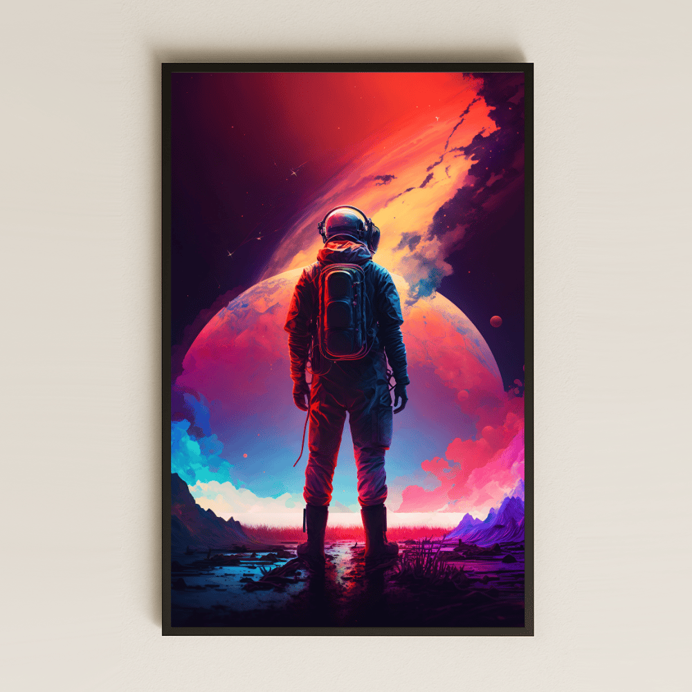 Yabancı Gezegende Gün Batımı Temalı Astronot Pleksi Tablo - Kozmik Yalnızlık Sanatı