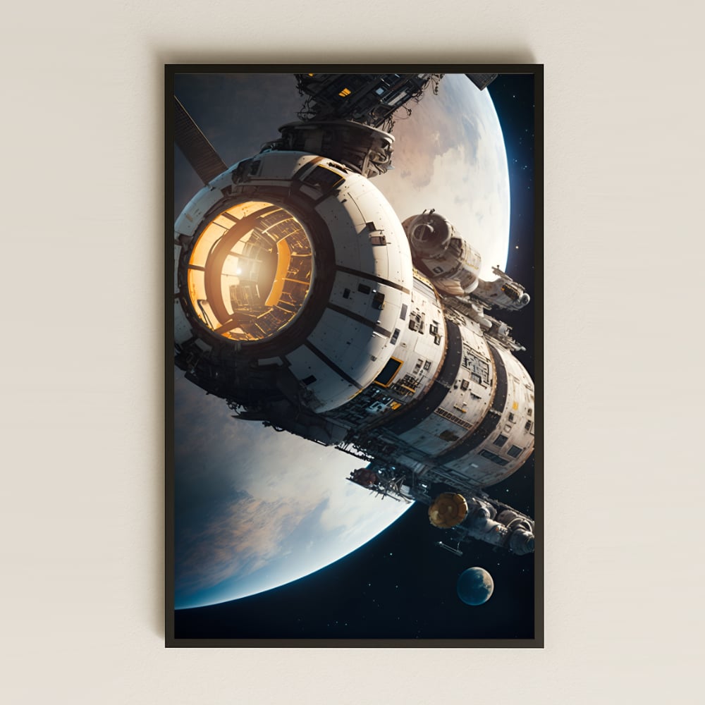 Yörüngede Konuşlanmış Uzay İstasyonu Temalı Pleksi Tablo - Gelecek Vizyonu Bilimkurgu Dekoru