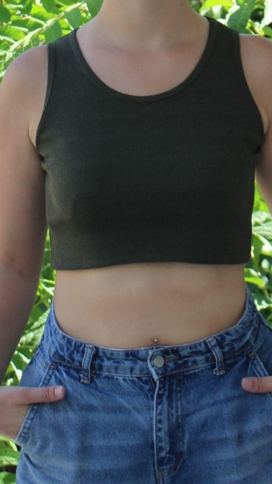 Kadın Koyu Yeşil Basic Ribana Atlet Crop – Likralı Spor Üst