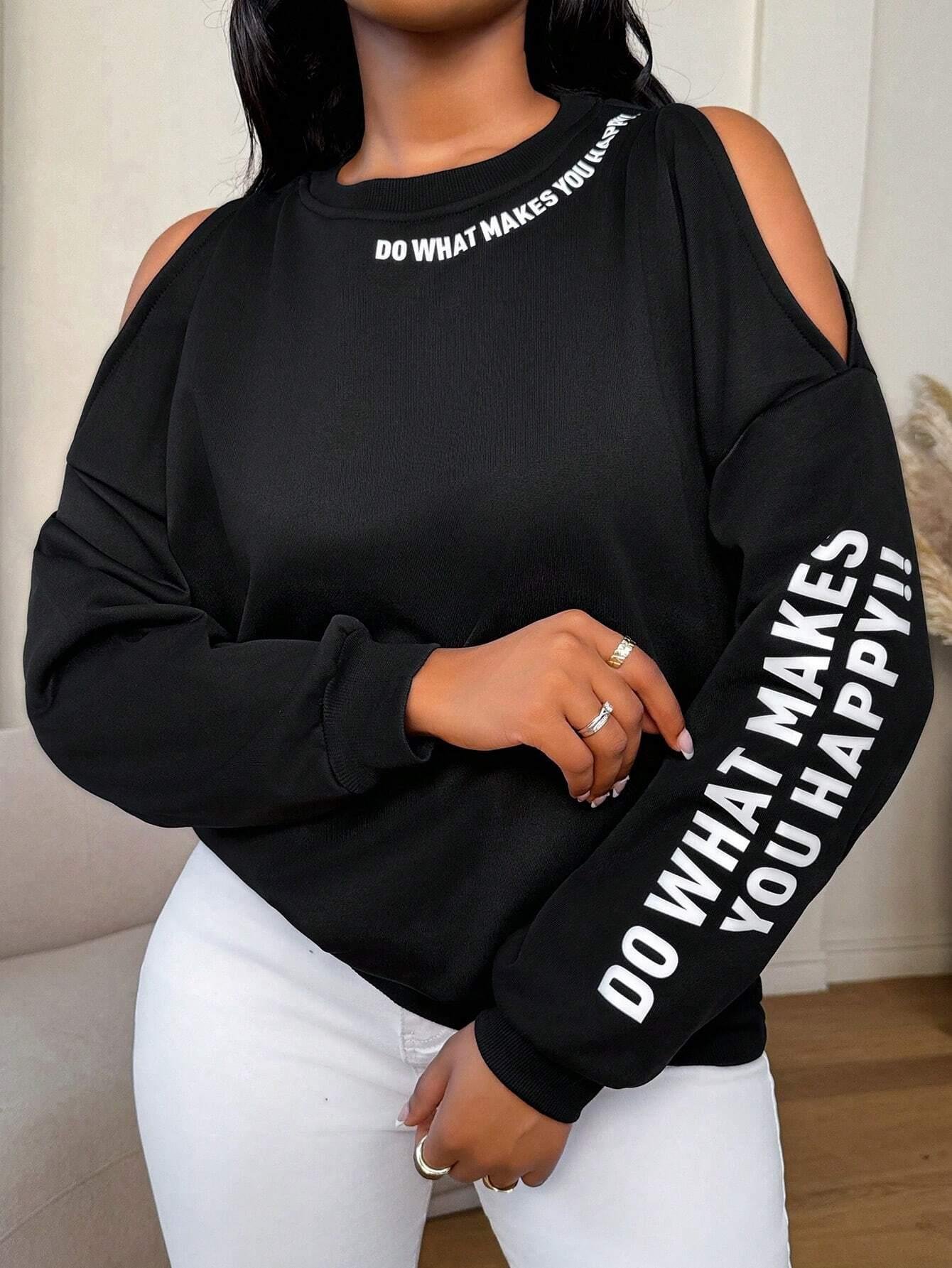 Premium 3 İplik Kumaş Siyah Sweatshirt | Oversize Rahat Kalıp | Siyah Minimal Baskılı