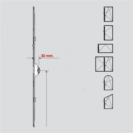 Roto Nx 30 mm GR 1780 1601-2000 Çift Açılım Ön İspanyoleti