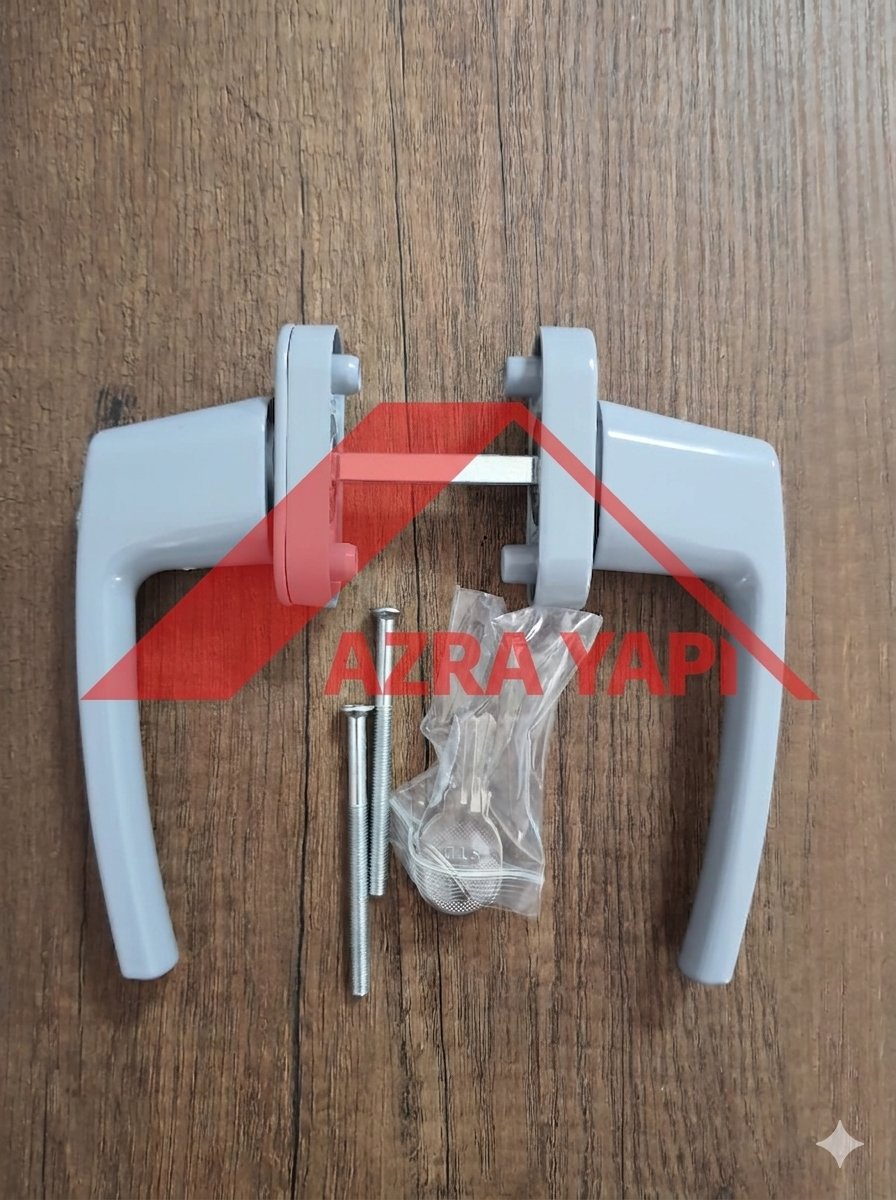 Std Alüminyum Çift Taraflı Gümüş Gri Pvc Pimapen Anahtarlı Kapı Kolu