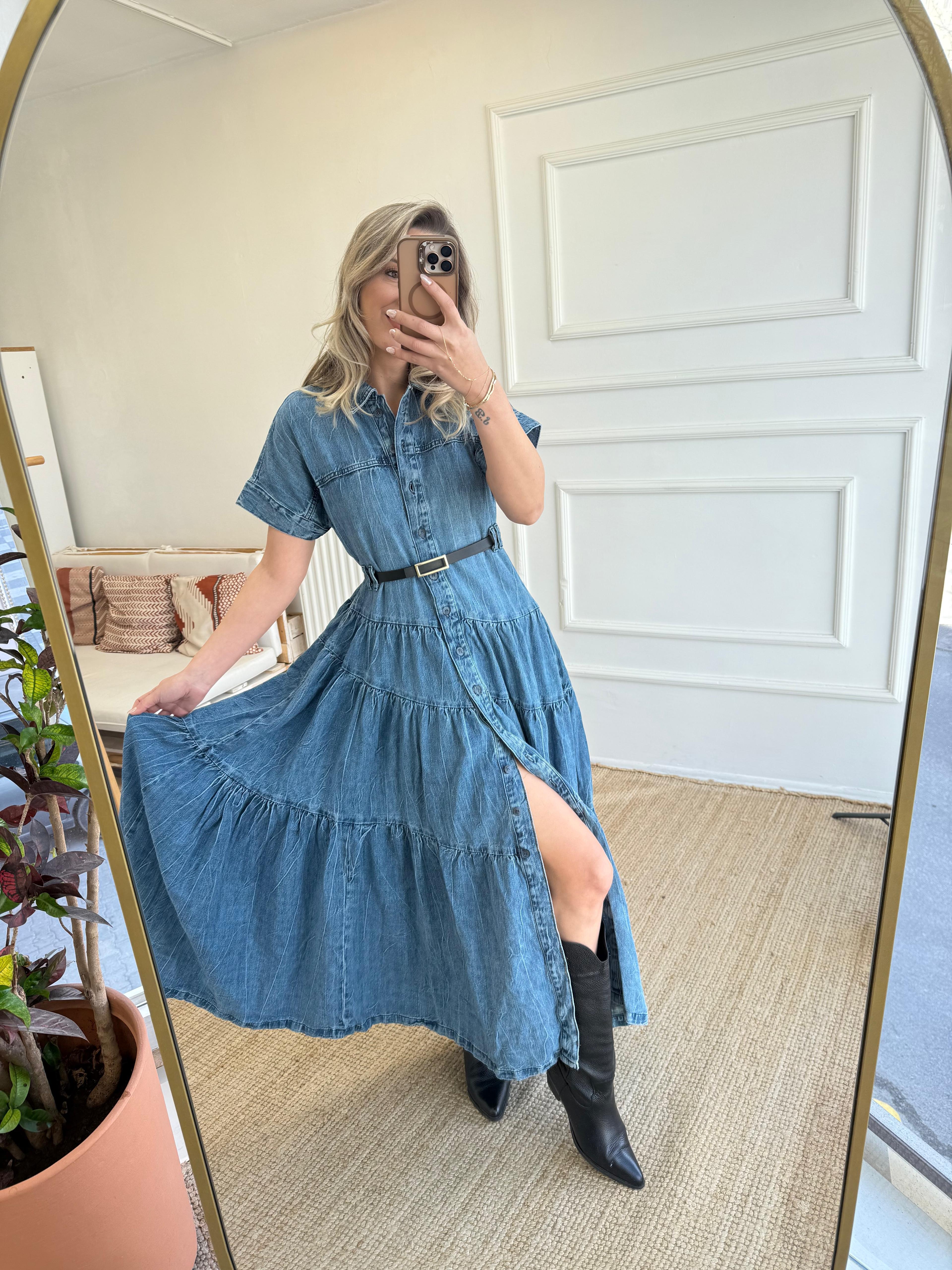 Denim Uzun Elbise