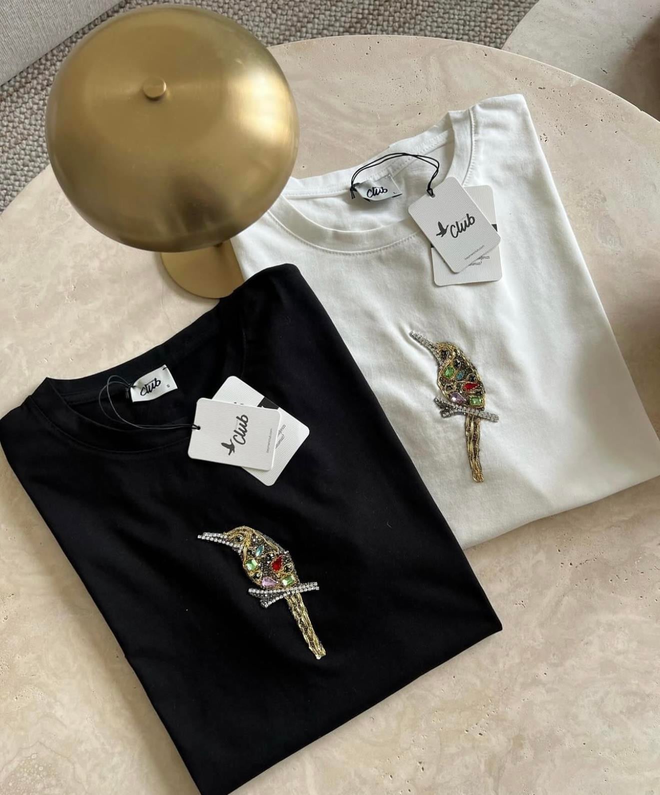 BEYMEN Taşlı T-Shirt Siyah