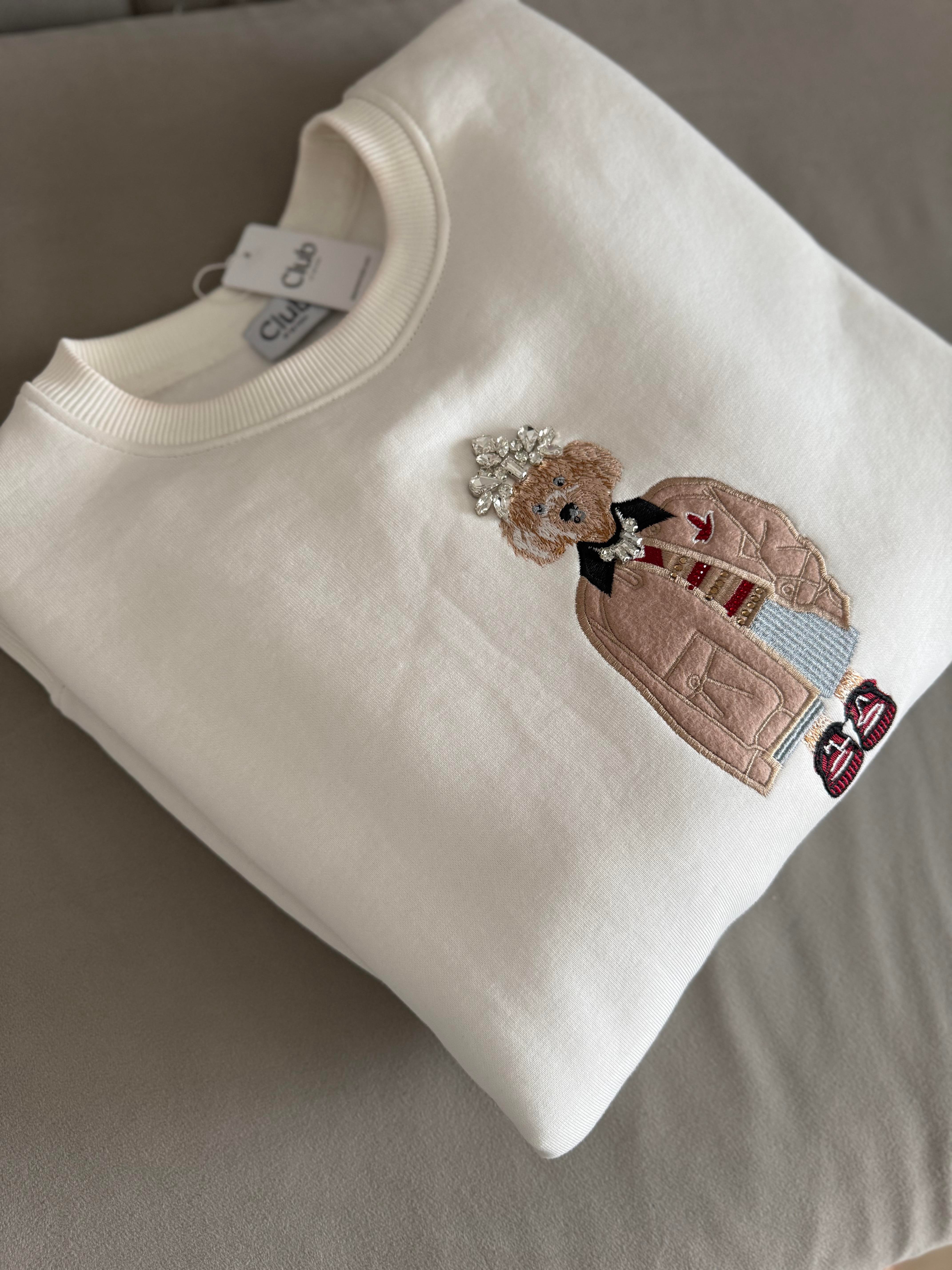 Beymn Taşlı Sweatshirt Beyaz