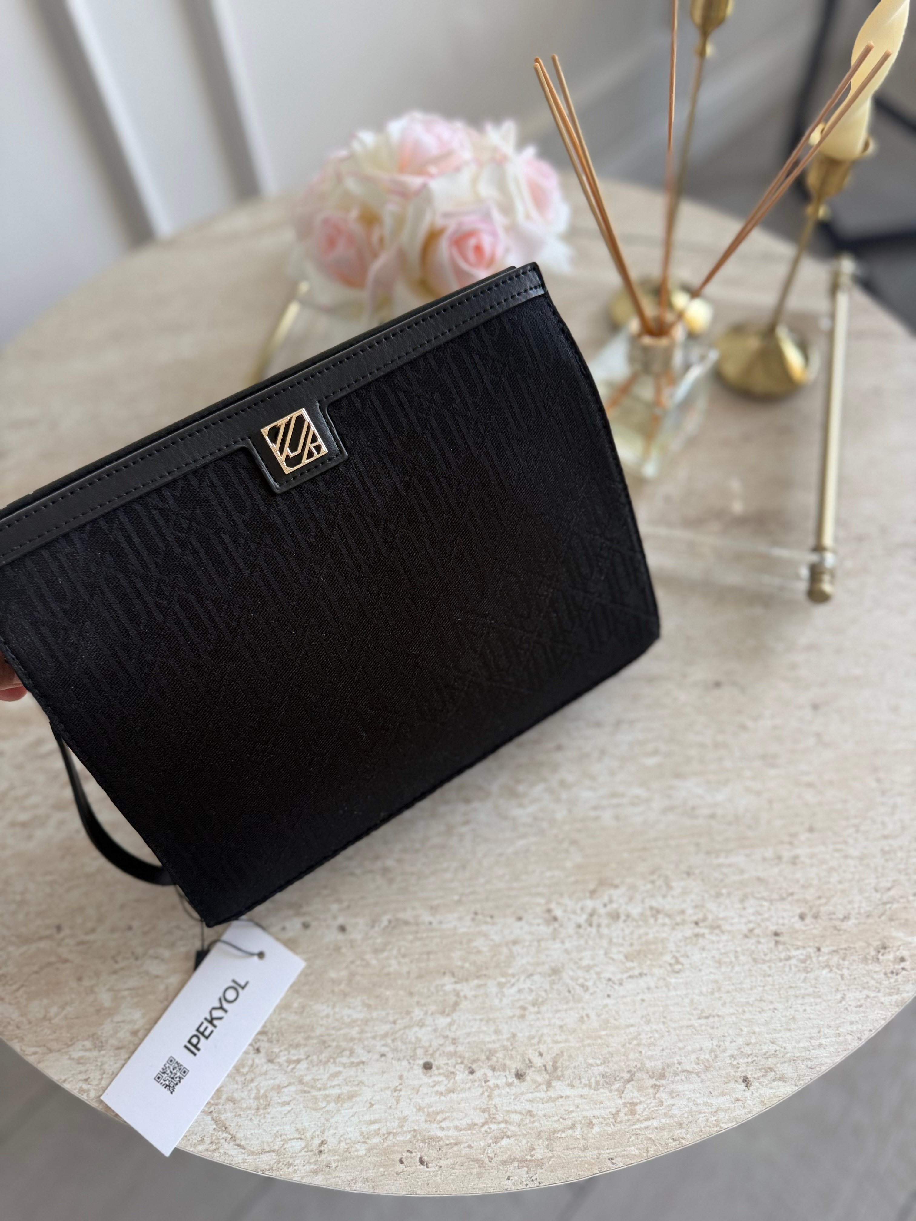 Kumaş clutch siyah Çanta