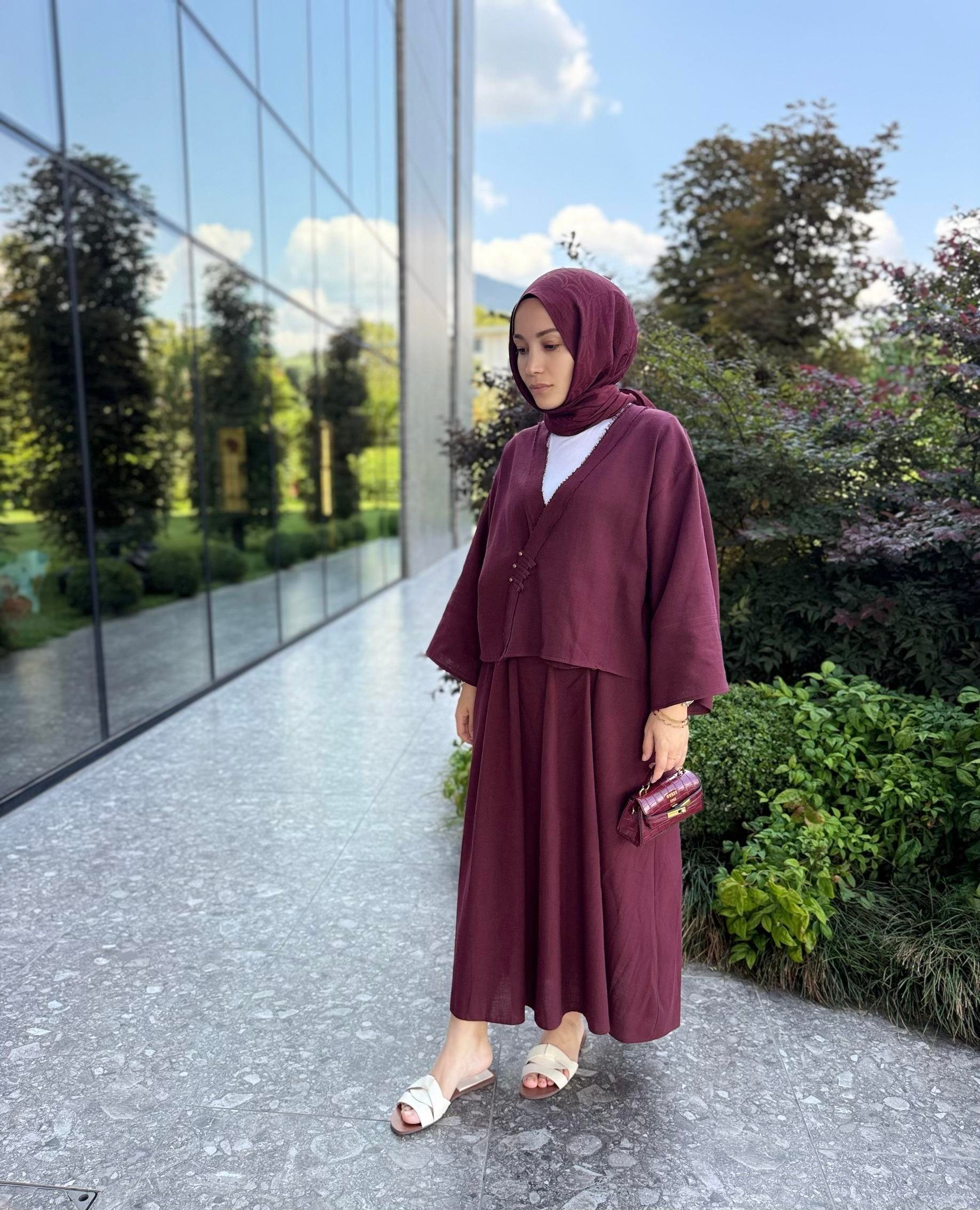 Lilyum Etekli Takım | Bordo