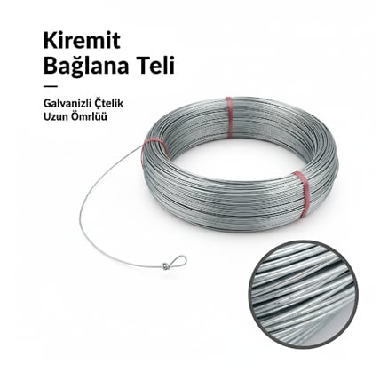 AKTEL Kiremit Teli 0,90 mm - Profesyonel Çatı Tipi Tavlı Galvanizli Kiremit Bağlama Teli, Ağır Hizmet İzolasyon ve Çatı Ustası Sabitleme Teli