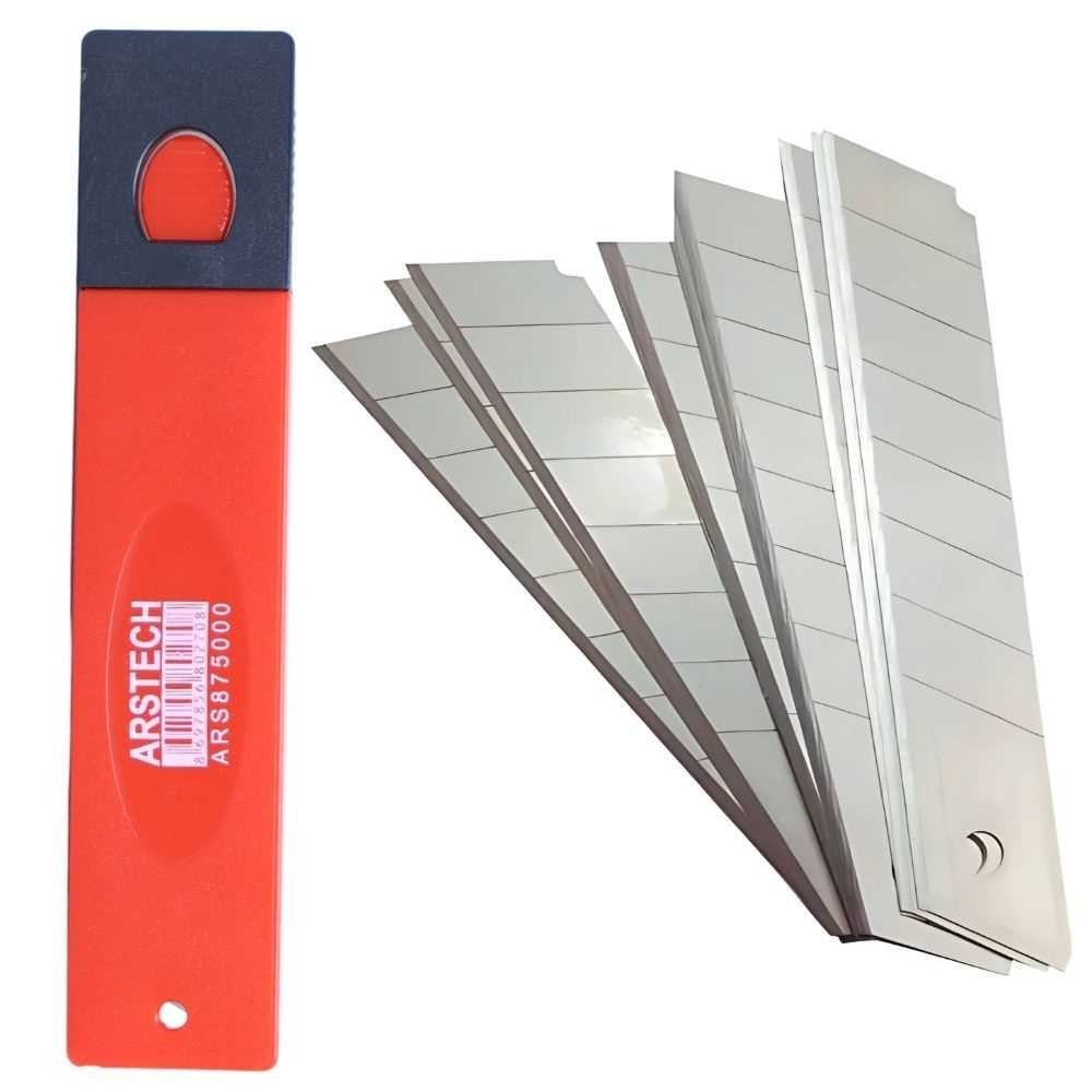 ARSTECH ARS875000 Lüks Yedek Maket Bıçağı Ucu 18 MM - 10'lu Tüp Yüksek Karbonlu Çelik Kırılabilir Jilet