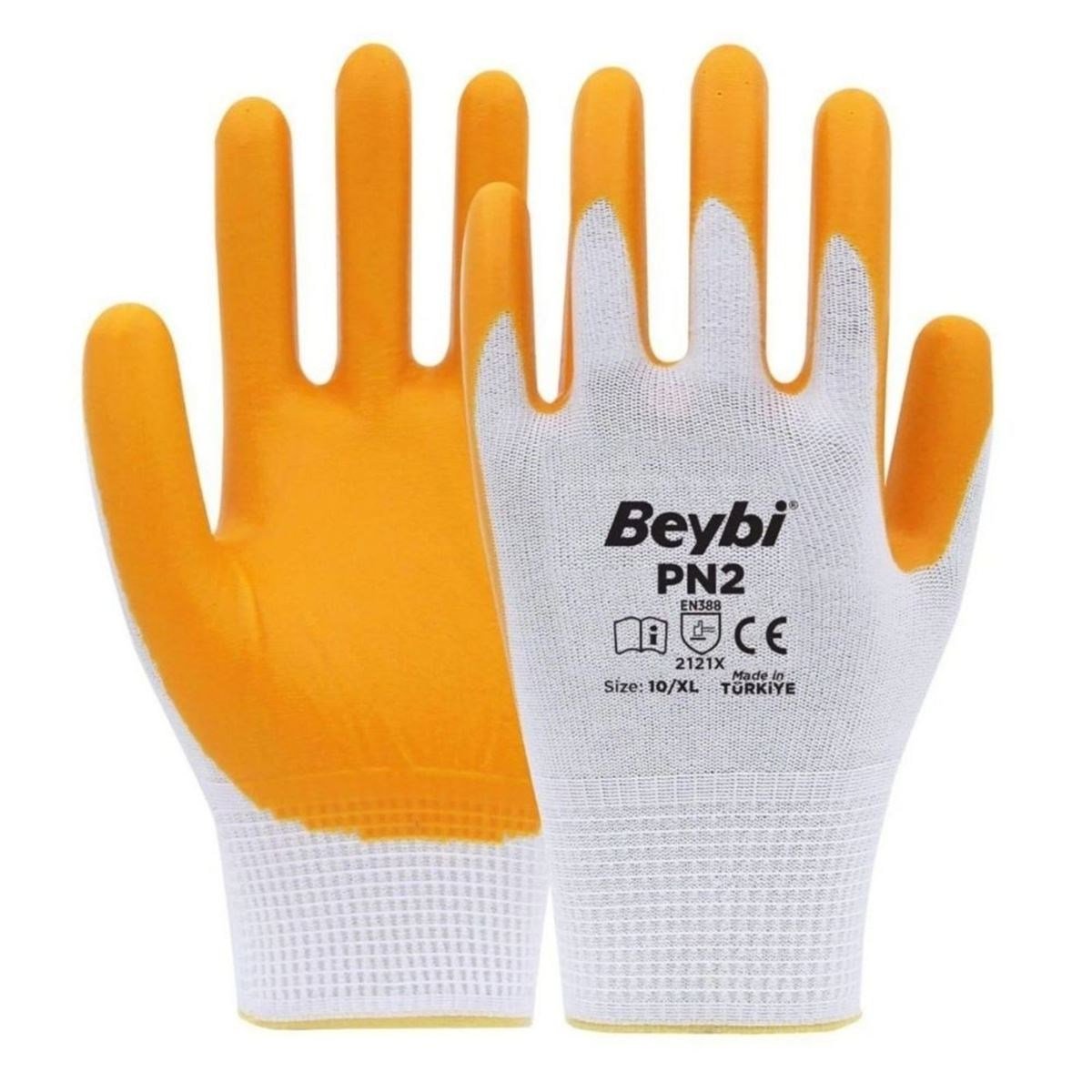 BEYBİ PN2 Sarı Polyester Eldiven No:10 - Profesyonel Hassas Şantiye, Ultra Esnek Mekanik Montaj ve Yüksek Mukavemetli İSG İş Eldiveni