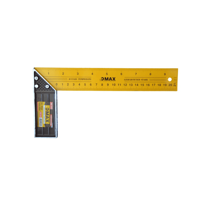 DMAX DMX4552 Sarı Tip Usta Gönyesi 250 mm - Profesyonel Kalın Tabanlı Alüminyum Gövde Marangoz ve İnşaat Gönyesi
