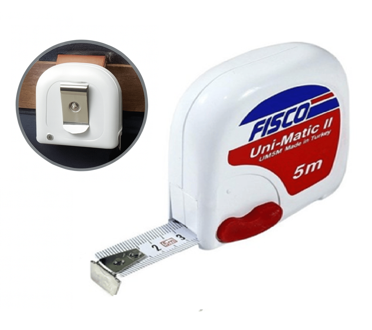 FICCO Unimatic II Şerit Metre 5 Mt 16 mm - Profesyonel Otomatik Kilitli Çelik Şerit Metre