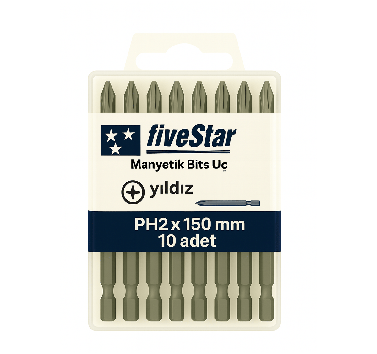 FIVESTAR Manyetik Yıldız Bits Ucu PH2x150 mm – Profesyonel Ekstra Uzun Vidalama Ucu