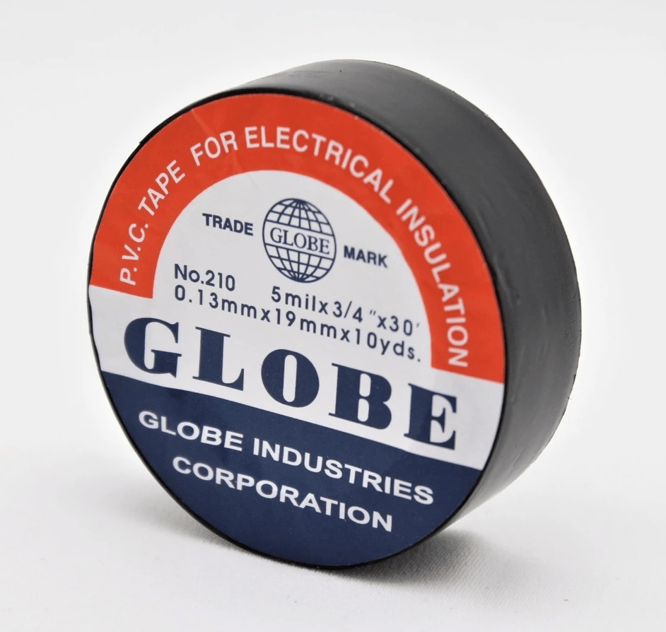 GLOBE 0.13mm x 19mm x 10 Yards İzole Bant Siyah - Profesyonel Elektrik İzolasyon Bandı, Yanmaz Ve Esnek PVC Elektrik Bandı