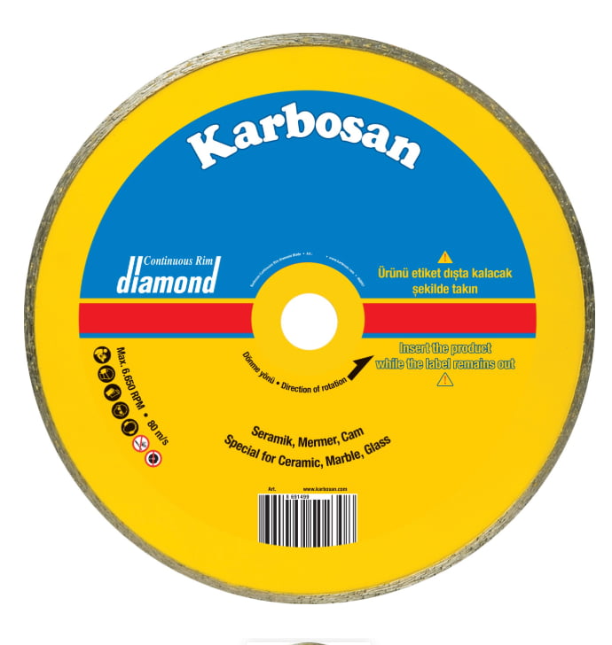 KARBOSAN 115 x 1,8 x 22 mm Sürekli Tip Fayans ve Granit Elmas Kesici - Profesyonel Seramik, Porselen ve Doğal Taşlar İçin Hassas ve Pürüzsüz Kesim Diski