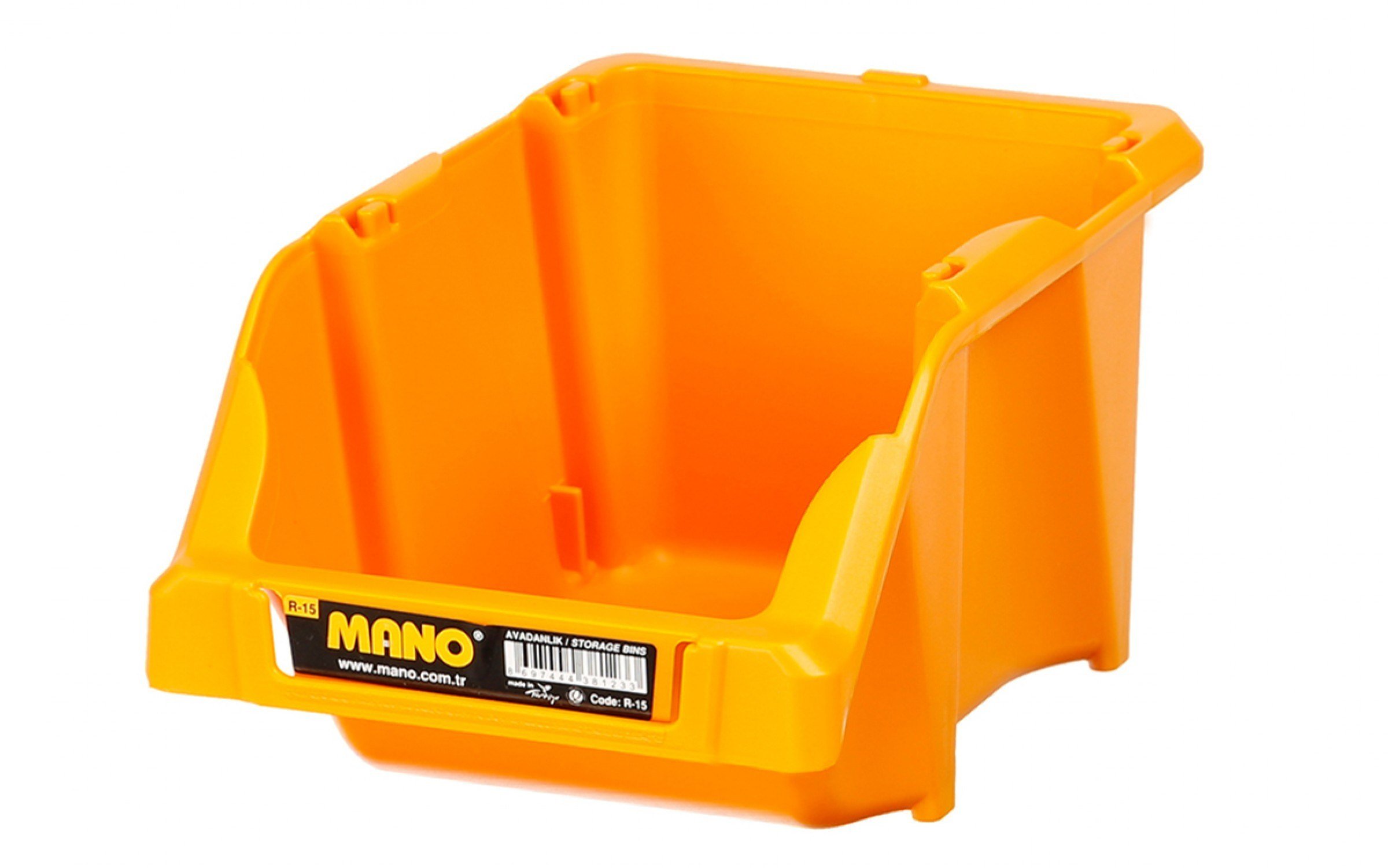 MANO R15 Sarı Avadanlık Kutu No:15 (125x195x90 MM) - Profesyonel İstiflenebilir Plastik Vida ve Somun Düzenleyici