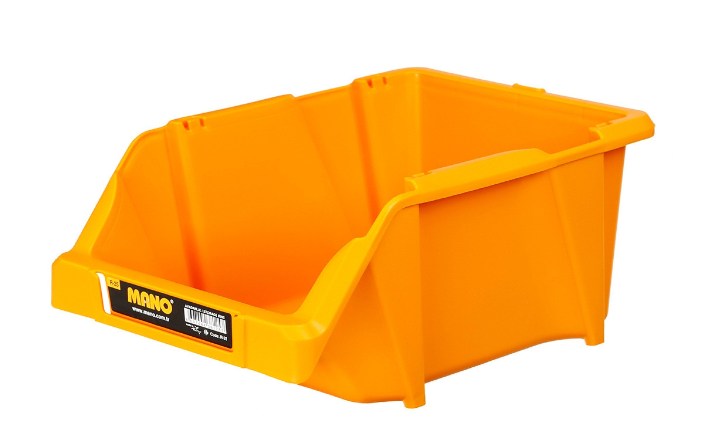 MANO R25 Sarı Avadanlık Kutu No:25 (200x300x130 MM) - Profesyonel Mega Boy Ağır Hizmet Tipi İstiflenebilir Plastik Parça Kutusu