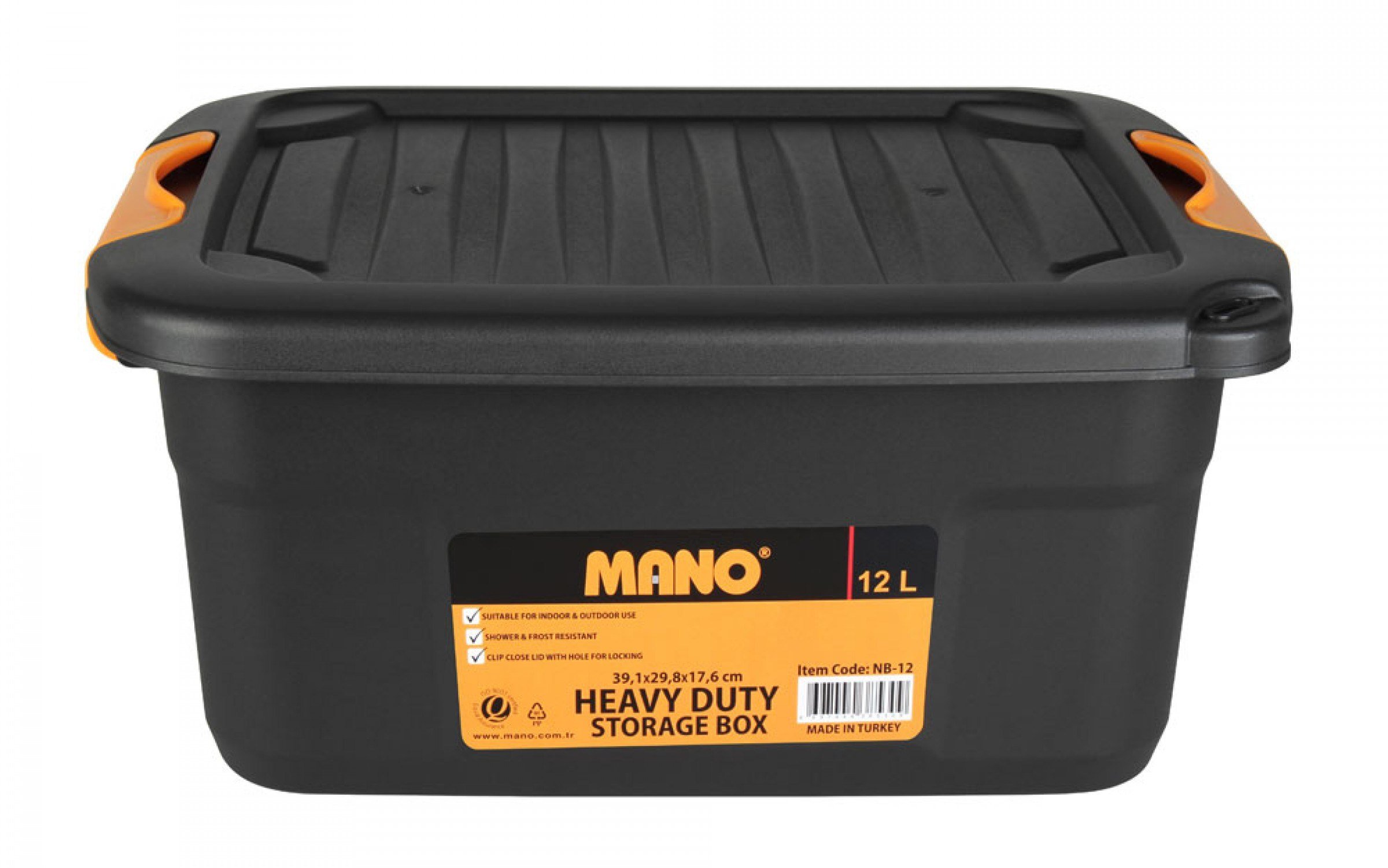 MANO Saklama Kutusu 12 Litre (391mm x 298mm x 176mm) - Profesyonel Şeffaf Düzenleyici Takım ve Hırdavat Kutusu